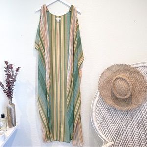 NWOT Lauren Conrad Striped Sheer Long Vest Baja Baazar Kimono Boho Summer Sz S/M